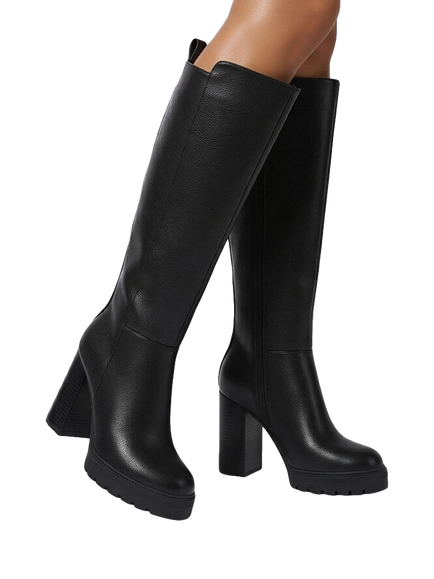 Carvela Boulder Super High Block Heel Knee High Boots, Black - view 2, Black