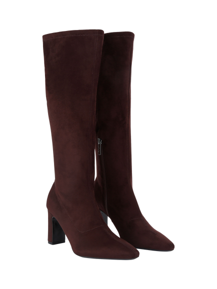 Carvela Formello Suede Block Heel Knee High Boots, Brown - view 2, Brown