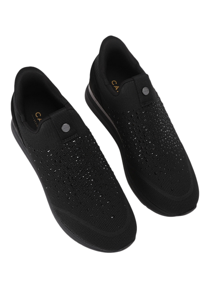 Carvela Arezzo Knit Embellished Lace Up Trainers, Black - view 2, Black