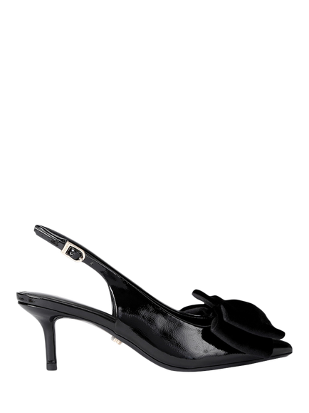 Carvela Gianna Patent Stiletto Heel Velvet Bow Court Shoes, Black