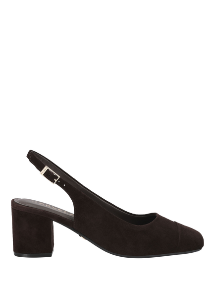 Carvela Harper Suede Block Heel Slingback Court Shoes, Dark Brown, Dark Brown
