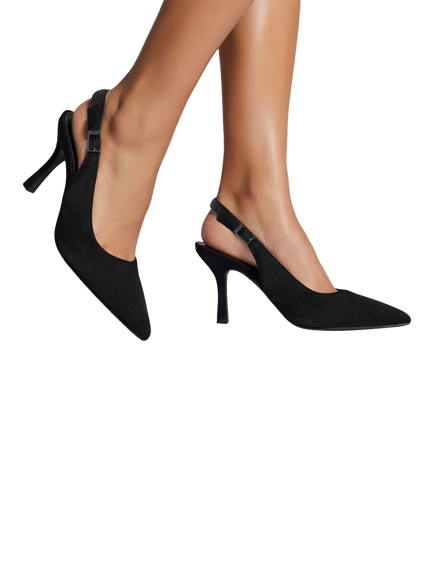 Carvela Leoni Velvet Stiletto Heel Slingback Court Shoes, Black - view 2, Black