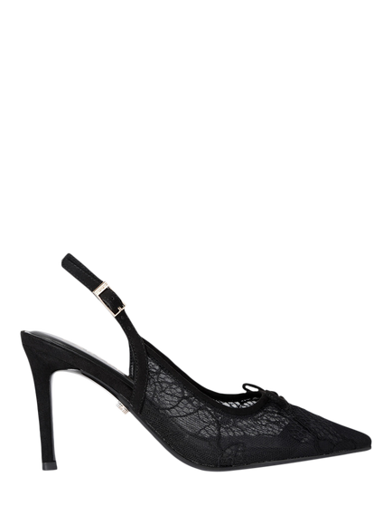 Carvela Positano Lace Pointed Slingback Courts, Black