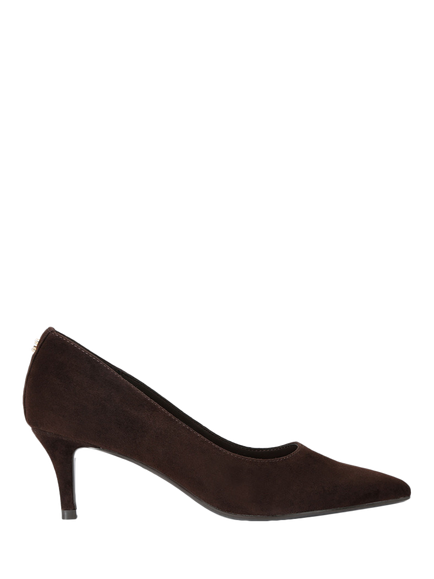 Carvela Positano Low Suede Kitten Heel Court Shoes, Dark Brown