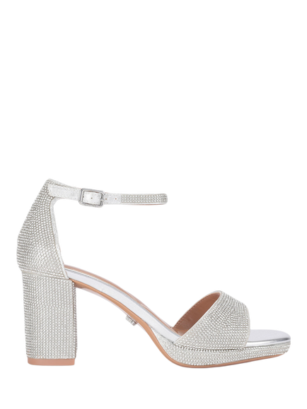 Carvela Shinier Embellished Platform Court Shoes, Silver, Silver