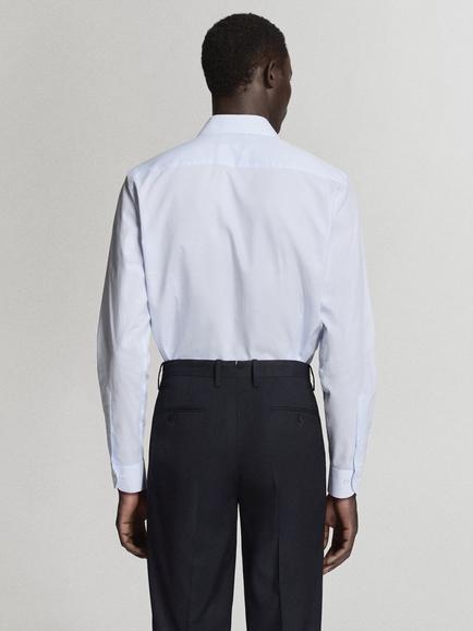 Mango Striped Slim Fit Cotton Shirt, Sky Blue - view 2, Sky Blue