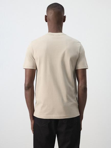 Mango Slim Fit Cotton V-Neck T-Shirt - view 2, Sand