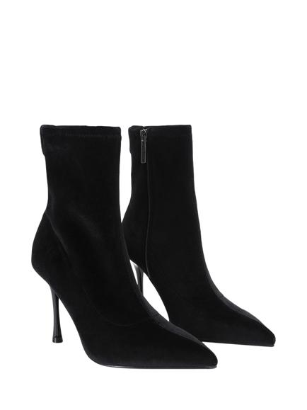 Carvela Eliza Velvet Stiletto Heel Mid Ankle Boots, Black - view 2, Black