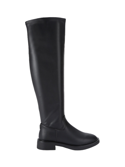 Carvela Faenza Sock Faux Leather Knee High Boots, Black, Black