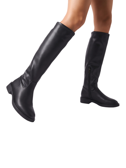 Carvela Faenza Sock Faux Leather Knee High Boots, Black - view 2, Black