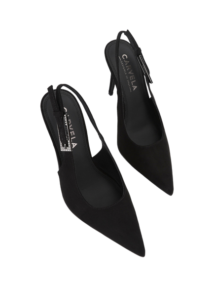 Carvela Blanca Microsuede Slingback Court Shoes, Black - view 2, Black