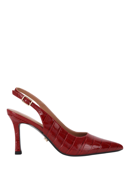 Carvela Corletta Croc Effect Slingback Court Shoes, Red, Red