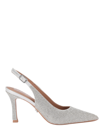 Carvela Corletta Diamante Slingback Court Shoes, Silver, Silver
