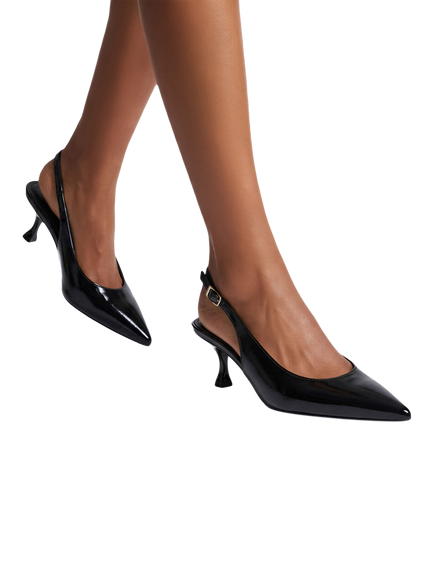 Carvela Elisia Flared Heel Slingback Court Shoes - view 2, Black
