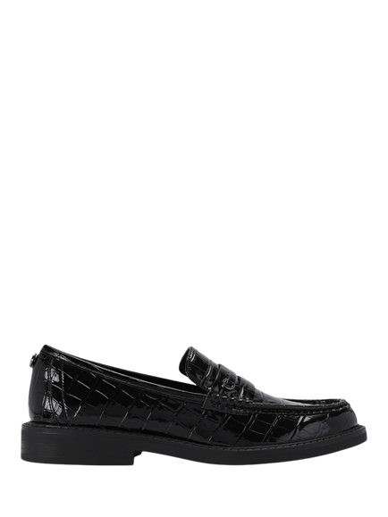 Carvela Lentini Patent Croc Embossed Loafers, Black, Black