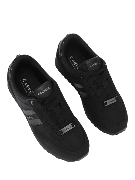 Carvela Mio Lace Up Trainers, Black - view 2, Black