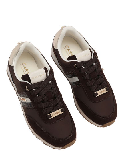 Carvela Mio Lace Up Trainers, Brown - view 2, Brown