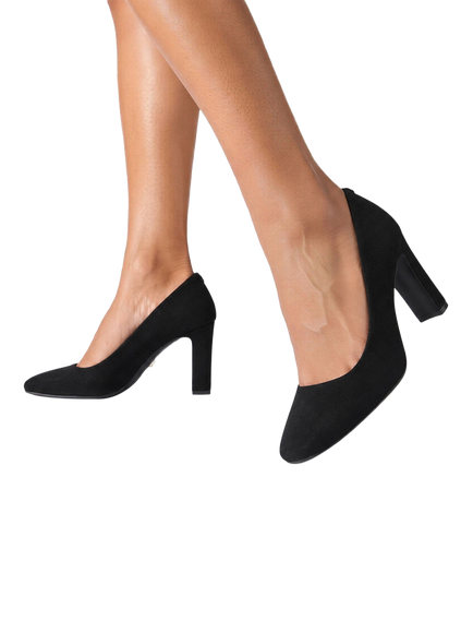 Carvela Nella Microsuede Block Heel Court Shoes, Black - view 2, Black