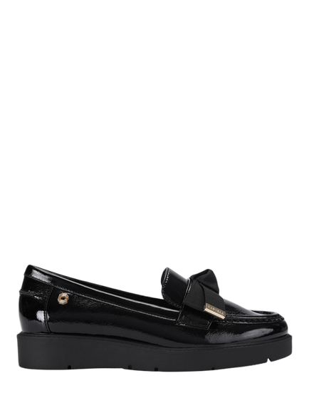 Carvela Sky Bow Detail Leather Loafers, Black, Black