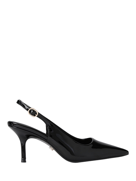 Carvela Spirit Wide Fit Slingback Pointed Heeled Courts, Black, Black