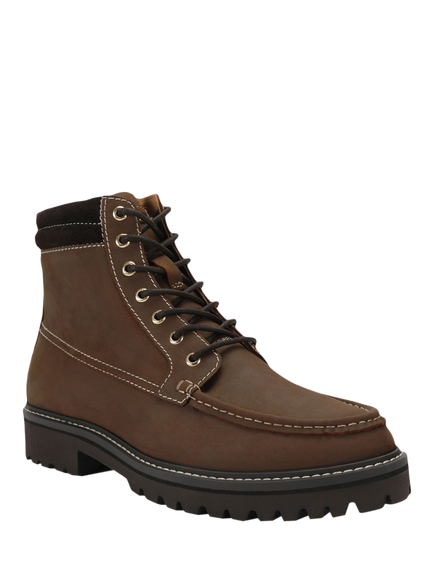 KG Kurt Geiger Trent Leather Lace Up Chunky Ankle Boots - view 2, Brown