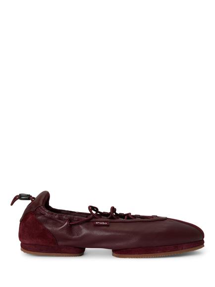 Polo Ralph Lauren Leather Lace Up Ballerina Trainers, Oxblood, Oxblood