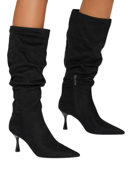 KG Kurt Geiger Autumn Suede Flared Heel Knee High Boots - view 2, Black