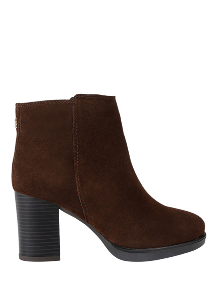 KG Kurt Geiger Sage Suede Stacked Heel Ankle Boots, Brown, Brown