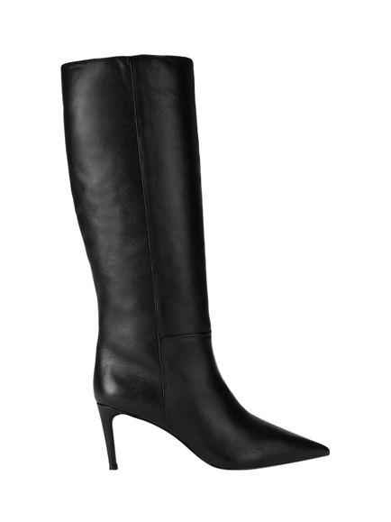 KG Kurt Geiger Strict LeatherStiletto Heel Knee High Boots, Black, Black