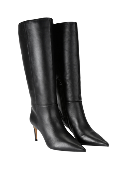 KG Kurt Geiger Strict LeatherStiletto Heel Knee High Boots, Black - view 2, Black