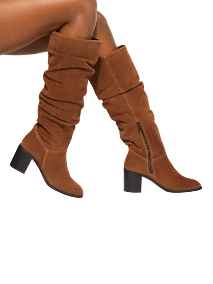 KG Kurt Geiger Sylvie Heeled Suede Boots, Tan - view 2, Tan