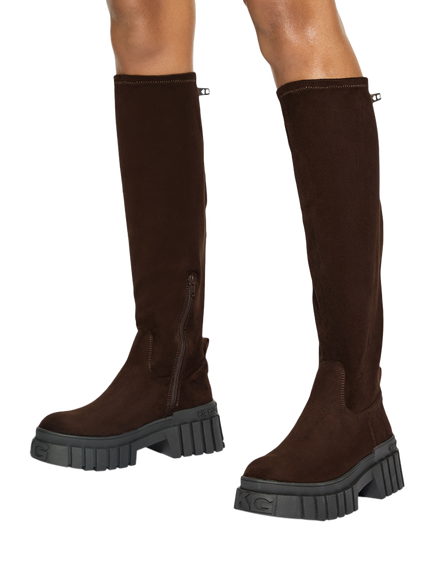 KG Kurt Geiger Tegan 2 Sock Chunky Knee High Boots, Brown - view 2, Brown