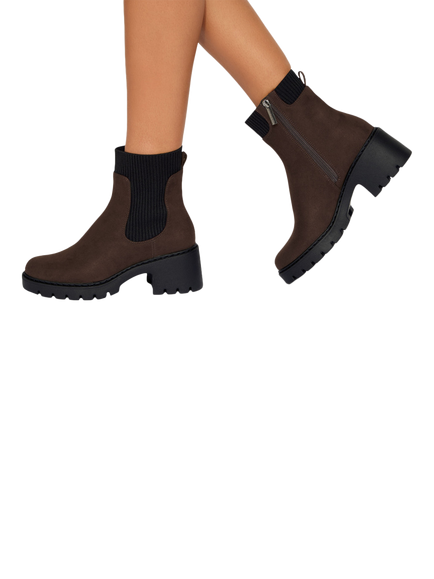 KG Kurt Geiger Tess Suedette Block Heel Ankle Boots, Brown - view 2, Brown