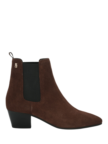 KG Kurt Geiger Topaz Suede Block Heel Ankle Boots, Brown, Brown