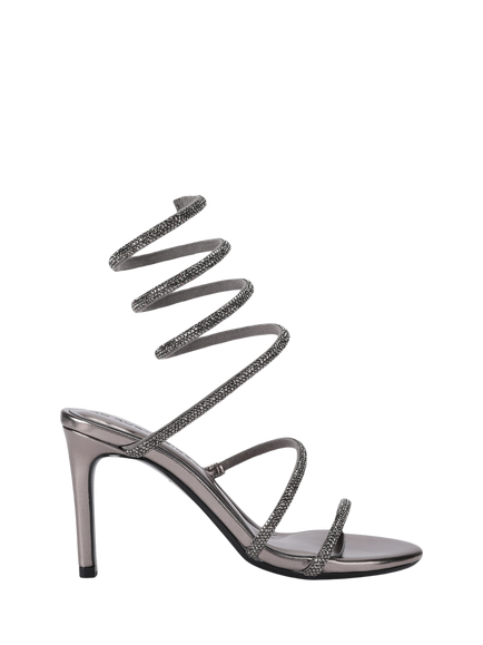 KG Kurt Geiger Athena Embellished Stiletto Heel Sandals, Pewter, Pewter