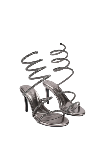 KG Kurt Geiger Athena Embellished Stiletto Heel Sandals, Pewter - view 2, Pewter
