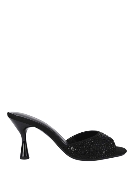KG Kurt Geiger Autumn Embellished Flared Heel Mule Sandals, Black, Black