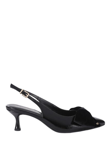 KG Kurt Geiger Tilly Bow Flared Heel Court Shoes, Black, Black