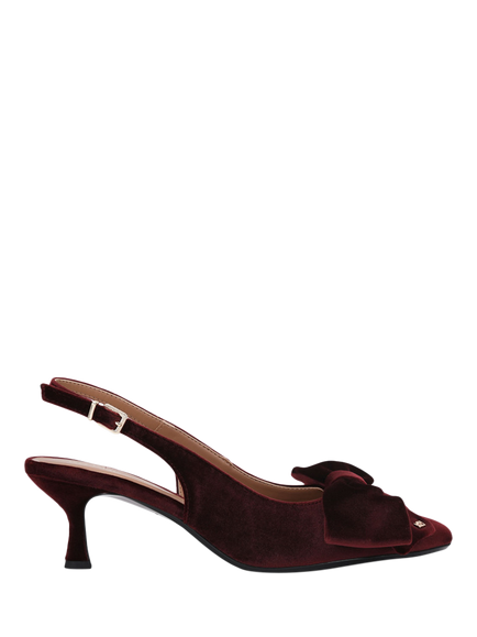 KG Kurt Geiger Tilly Bow Flared Heel Court Shoes, Wine, Wine