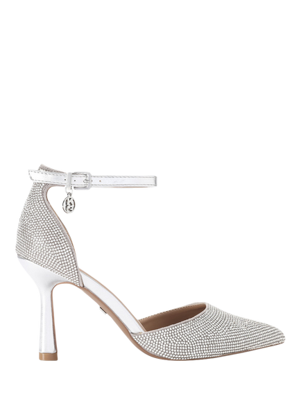 KG Kurt Geiger Adina Two Part Embellished Court Shoes, Silver, Silver