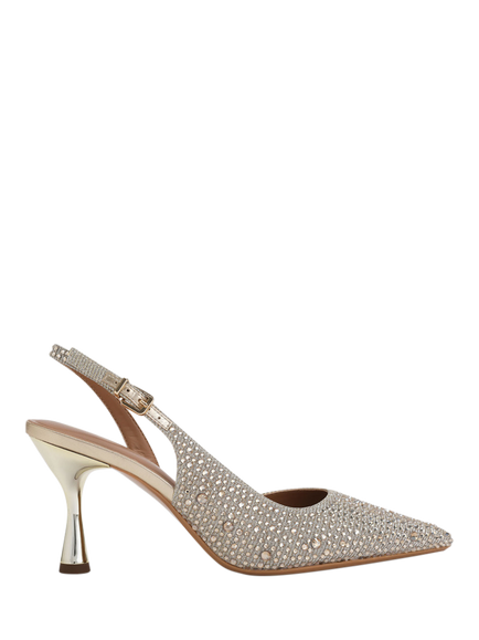 KG Kurt Geiger Autumn D'Orsay Embellished Flared Heel Court Shoes, Gold, Gold