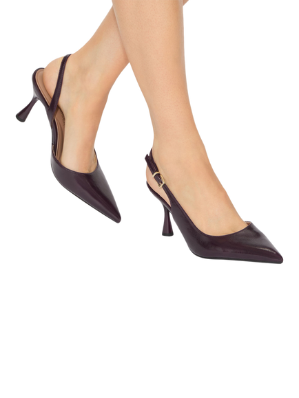 KG Kurt Geiger Autumn D'Orsay Flared Heel Court Shoes, Wine - view 2, Wine