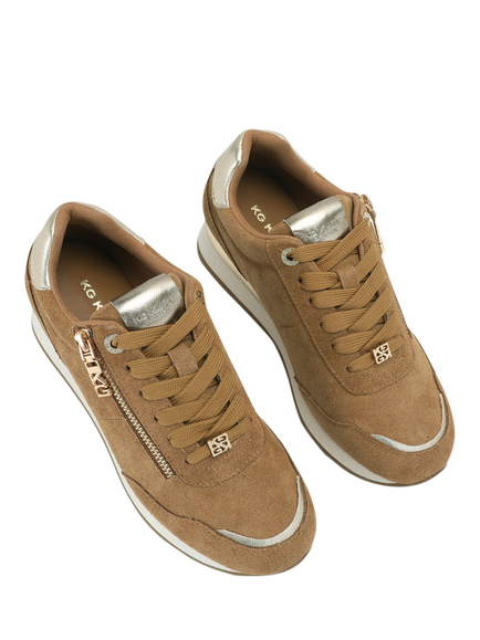 KG Kurt Geiger Lina 2 Zip Trainers, Taupe - view 2, Taupe