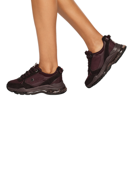 KG Kurt Geiger Luna Embellished Lace Trainers, Wine - view 2, Wine