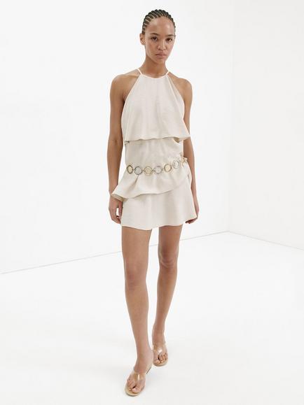 Mango Halterneck Layered Mini Dress, Raw, Raw