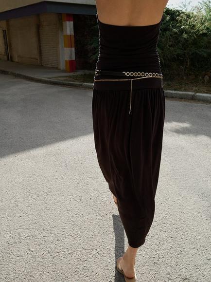 Mango Halterneck Maxi Dress, Brown - view 2, Brown