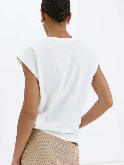 Mango Cap Sleeve T-Shirt, White - view 2, White