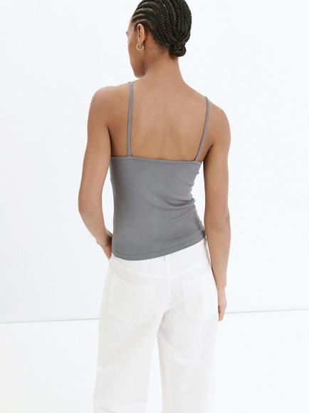 Mango Sequin Embellished Cami, Light Grey Melange - view 2, Light Grey Melange