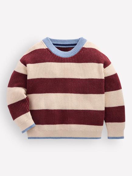 Mini Boden Kids' Chunky Knit Cotton Jumper, Sweet Cherry, Sweet Cherry