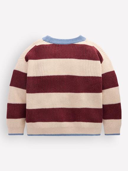 Mini Boden Kids' Chunky Knit Cotton Jumper, Sweet Cherry - view 2, Sweet Cherry